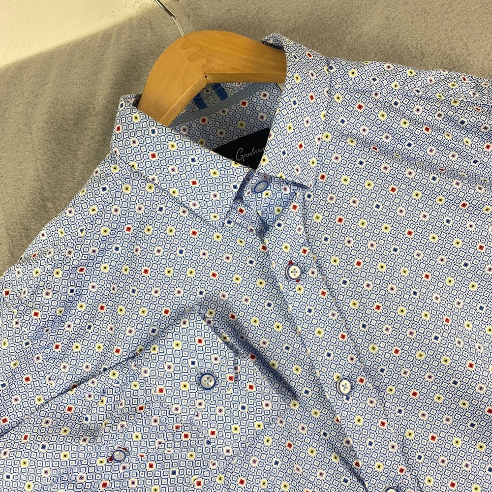 Robert Graham Shirt Mens M Tailored Fit modern americana Button Down geometric